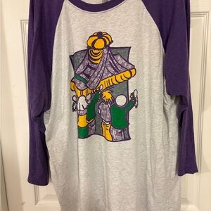 Next level Gris Gris Mardi Gras themed tee shirt 2x purple/gray with graphic fr